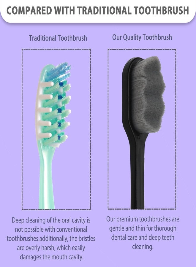 CARE CUB 2 Black & 2 Pink Zigzag Ultra Soft-Bristles Micro Nano 10,000 Nano Bristle Good Cleaning Effect For Sensitive Teeth Oral Gum Recession,Manual Toothbrush For Adults Pack Of 4 - Image 3