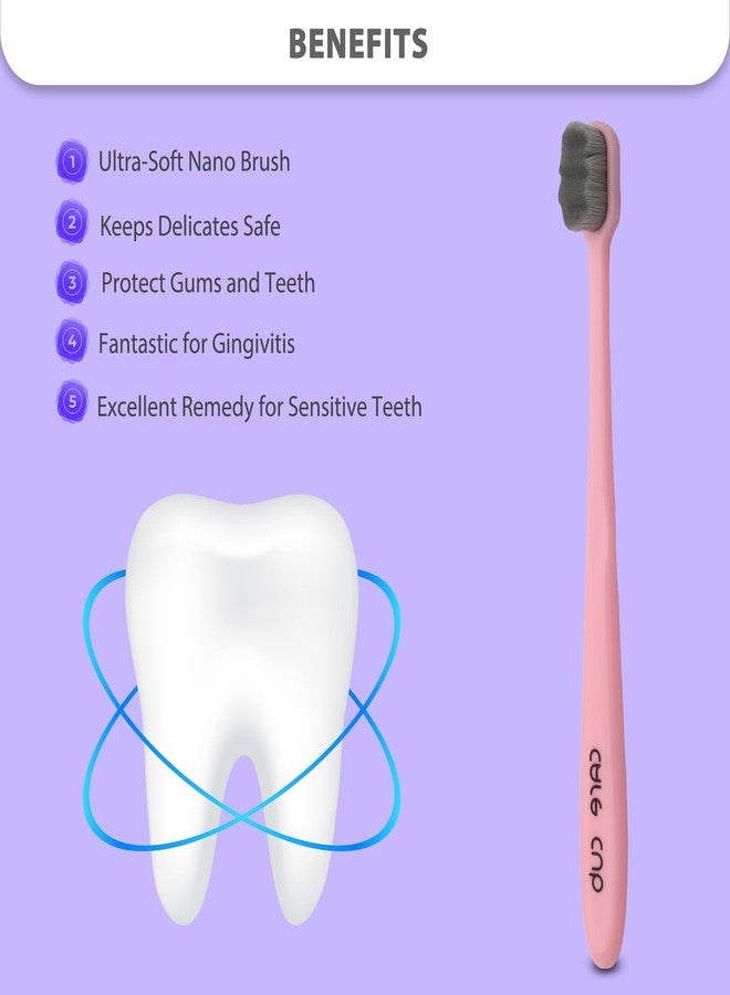 CARE CUB 2 Black & 2 Pink Zigzag Ultra Soft-Bristles Micro Nano 10,000 Nano Bristle Good Cleaning Effect For Sensitive Teeth Oral Gum Recession,Manual Toothbrush For Adults Pack Of 4 - Image 5