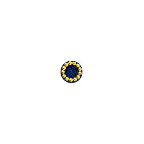 Comet Busters Round Blue and Black Bindi With Gold Beads Border (5 mm) (BV234) - Image 2