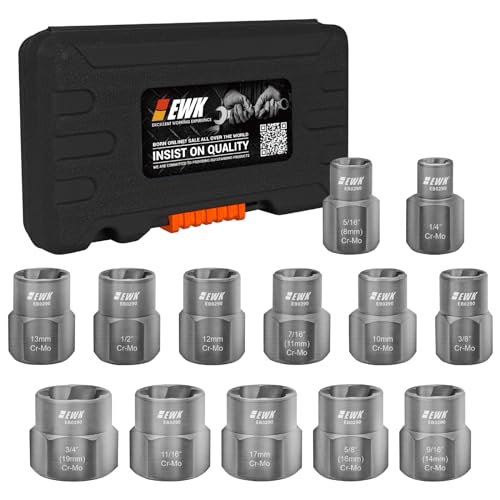 EWK مجموعة أدوات استخراج البراغي والمسامير المتضررة EWK 3/8" مع 13 قطعة - Image 1