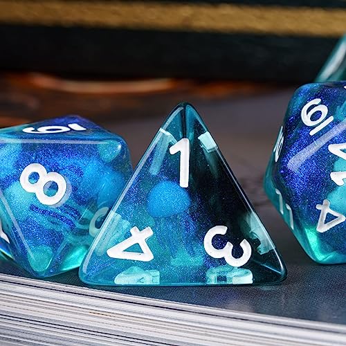 UDIXI DD Polyhedral Dice Set 7PCS Resin DND Dice Set Glow in Dark for RPG and Other Tabletop Games d and d Jellyfish - Image 5