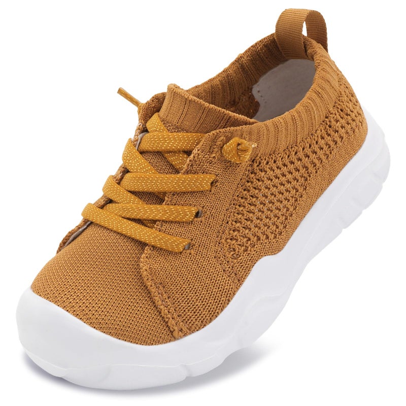 LeIsfIt Toddler Shoes Girls Boys Wide Shoes Kids Lightweight Barefoot Sneakers Slip on Tennis Sneakers Brown Size 6 - Image 1