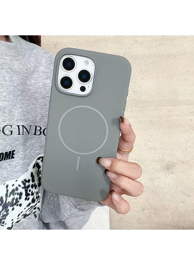 NIBEMINENT Liquid Silicone Protection Case With Magsafe For iPhone 15, Titanium Gray