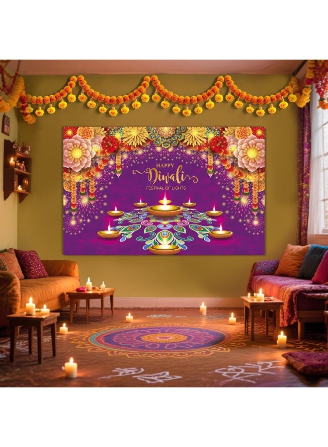 ديوالي ديكورات البنود المنزل ديوالي خلفية لافتة جدار المهرجان الهندي ديكور زهور الماريجولد الشموع ديا بوجا أضواء رانغولي ديكورات سعيدة ديوالي لافتة داخلية في الهواء الطلق - Image 3