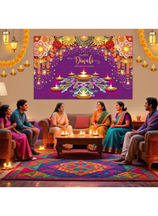 ديوالي ديكورات البنود المنزل ديوالي خلفية لافتة جدار المهرجان الهندي ديكور زهور الماريجولد الشموع ديا بوجا أضواء رانغولي ديكورات سعيدة ديوالي لافتة داخلية في الهواء الطلق - Image 4