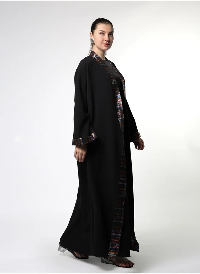 لاين 73 باي زهرة Multicolored A-Line Open Abaya