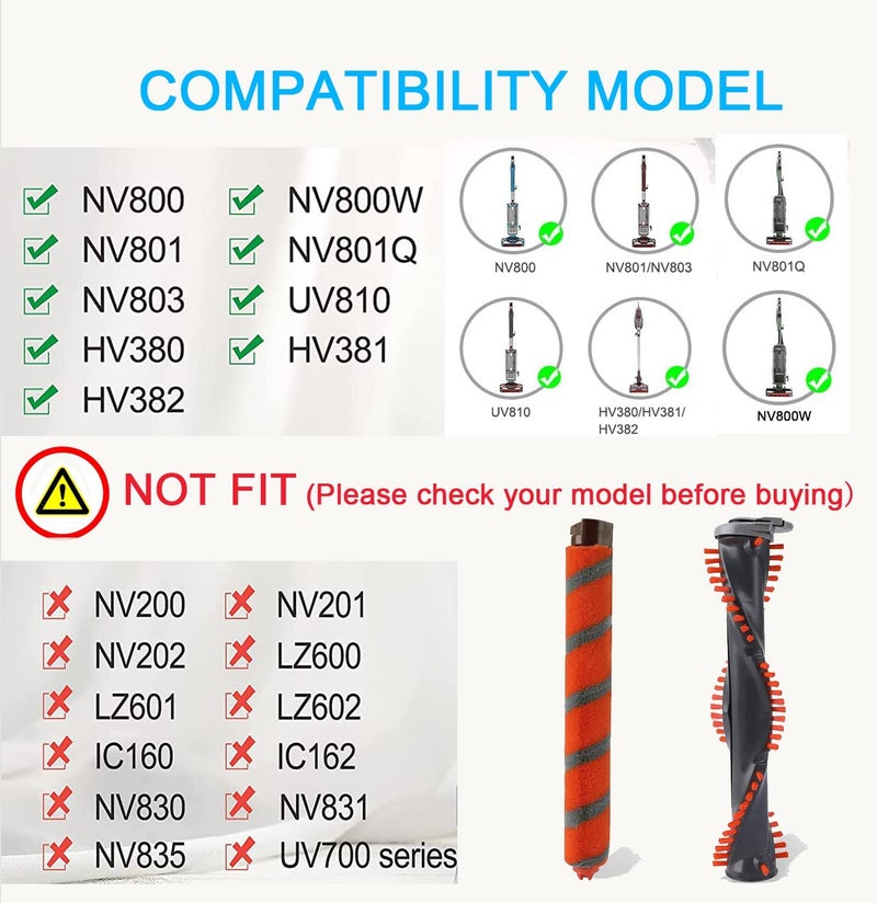Detetap Brush Roll Replacement for Shark DuoClean NV800, NV800W, NV801, NV803, HV380, HV380C, HV380W, HV381, HV381C, HV382, HV382BRN, HV383, HV384Q Vacuum Cleaner Roller Brush - Image 2