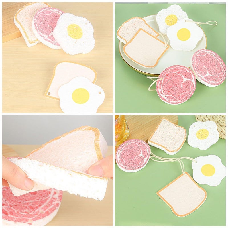 3Pcs Wood Pulp Cotton Reusable Sponge Scrubber Pads Non Scratch Dishwashing Set - Image 4