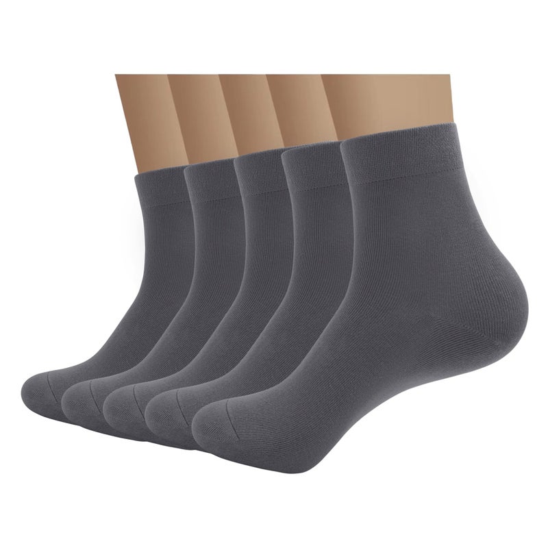 SERISIMPLE Bamboo Men's Breathable Quarter High Comfort Cool Soft Socks 5 Pairs (X-Large, Dark Grey) - Image 1