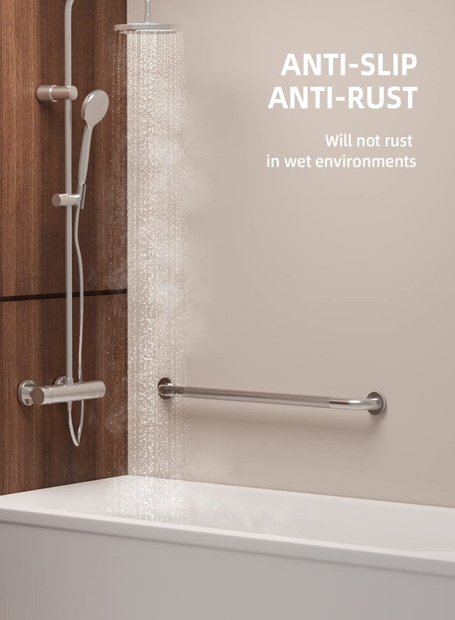 Munzong 32 Inch Anti Slip Shower Grab Bar, Stainless Steel Bathroom Grab Bar, Satin Brushed Nickel Knurled Bathroom Balance Bar,Safety Hand Rail Support Handicap Elderly Senior Assist Bath Handle - Image 5