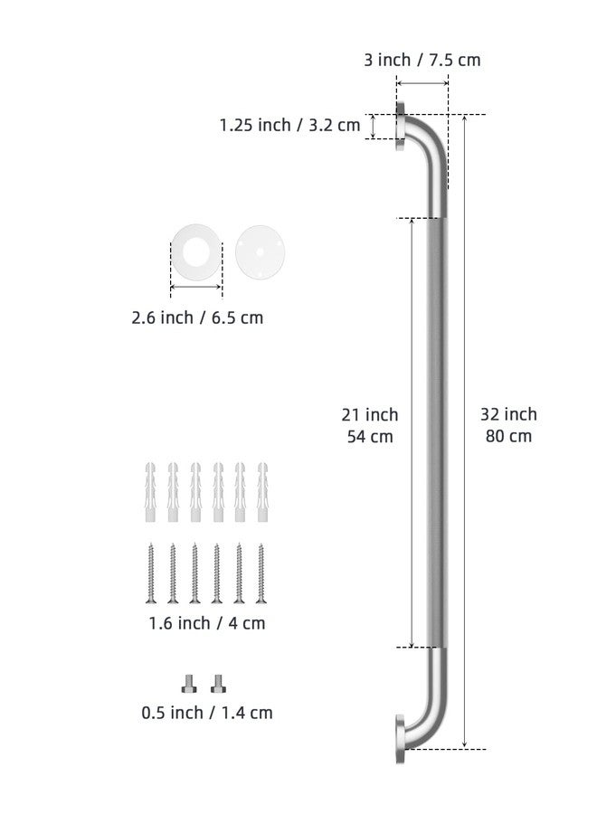 Munzong 32 Inch Anti Slip Shower Grab Bar, Stainless Steel Bathroom Grab Bar, Satin Brushed Nickel Knurled Bathroom Balance Bar,Safety Hand Rail Support Handicap Elderly Senior Assist Bath Handle - Image 2
