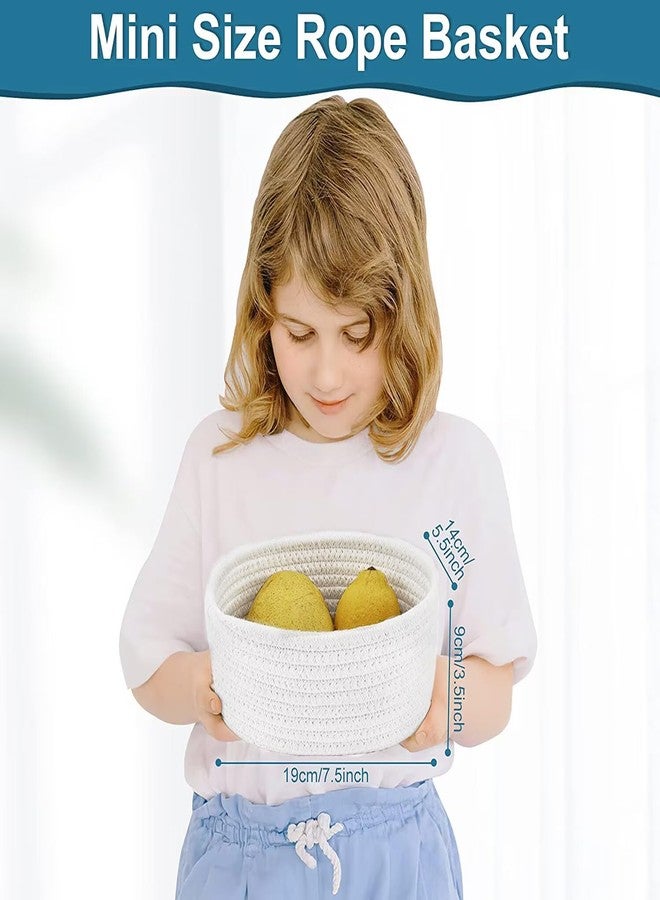 ABenkle 【2 Pack】 ABenkle Small Storage Baskets, Natural Cotton Rope Woven Baskets for Organizing, Tiny Oval Storage Easter Baskets, Small Basket, Cat Dog Toy Baskets, Bathroom Organization Bin - Image 2