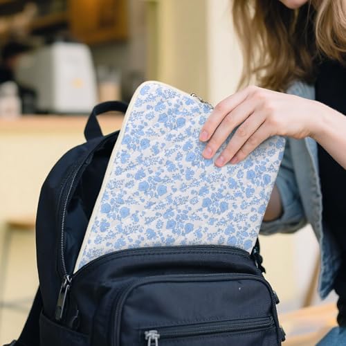BBIQI Puffy Laptop Sleeve 13 Inch Cute Quilted Laptop Protective Case Padded Floral Computer Sleeve for MacBook (B-Blue, 13 Inch) - Image 5