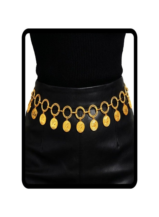 ELABEST Pirate Coin Waist Chain Gold Coins Pendant Chain Belt Tassel Jewelry for Pirate Costume Women - Image 1