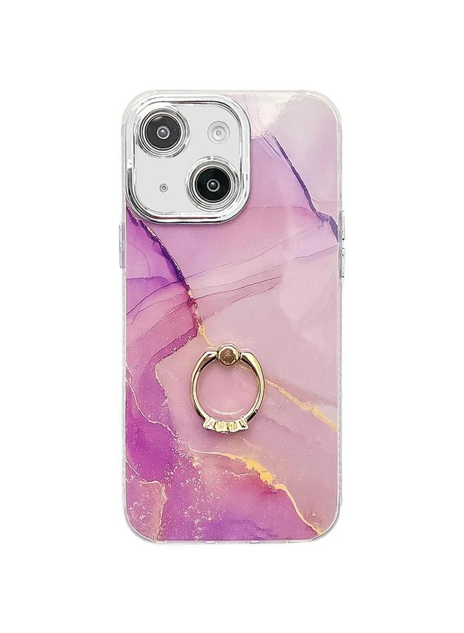 اس-توب جراب لهاتف iPhone 14 مزود بحلقة من الرخام المطلي بالكهرباء - Image 1