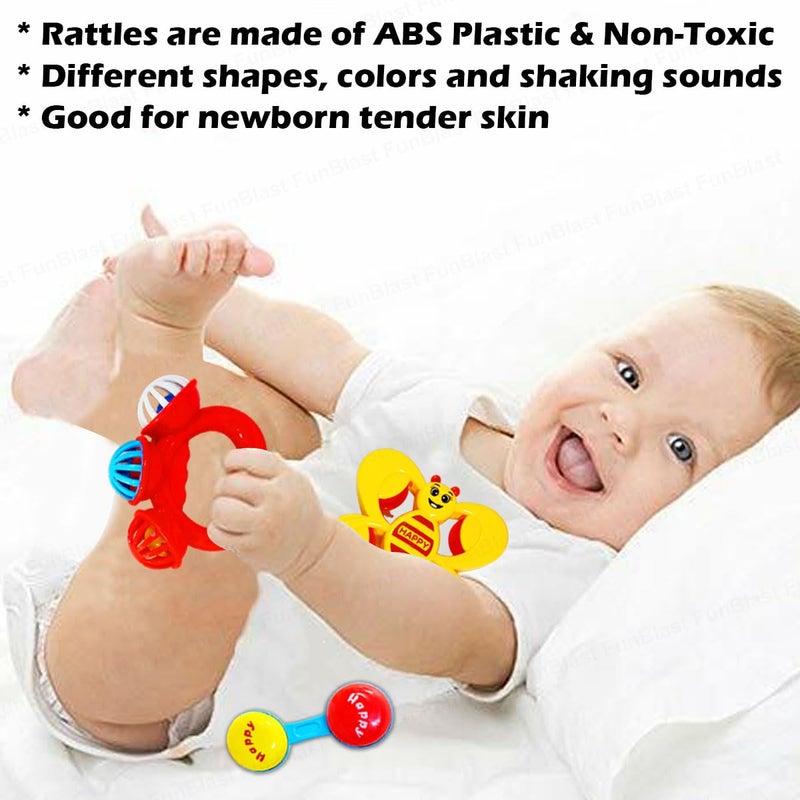 FunBlast Rattles for Babies - Pack of 3 Pcs Rattle Toys for Baby and Toddlers, Sound Rattle Toy for New Born Baby, Infants Toys, Early Development Toys for 3+ Months Babies (Multicolor) - Image 4