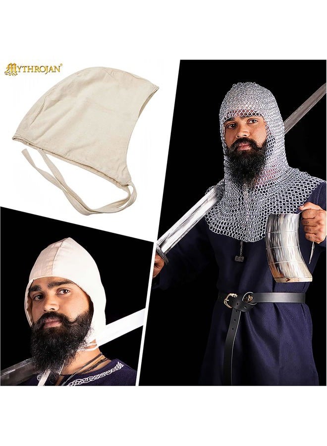 Mythrojan MEDIEVAL LIGHT CANVAS CAP: Soft Sturdy 100% Cotton Coif for your Next Costume - Image 4