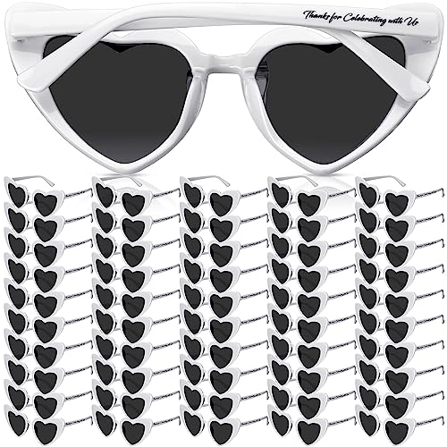 Vabean Wedding Heart Sunglasses Bulk Wedding Gifts Bachelorette Bridal Party Favors for Guests Reception(White,100 Pcs) - Image 1