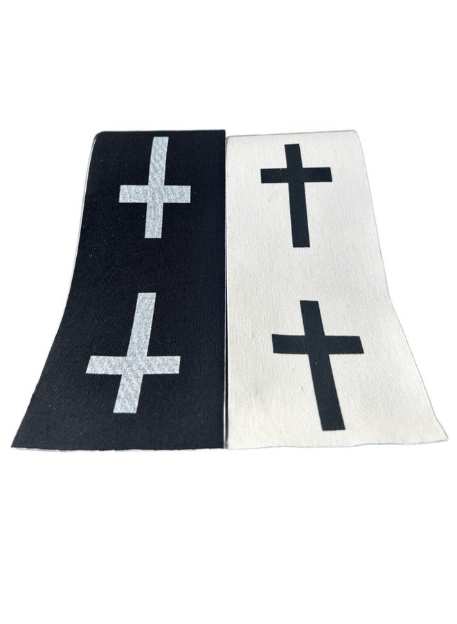 Therasports 2 Rolls Faith Cross Turf Tape Football - Extra Wide Christian Athletic Turf Tape - Ultra Sticky & Latex Free, Protects from Turf Burn, Waterproof & Flexible (White & Black, 4 inch) - Image 2