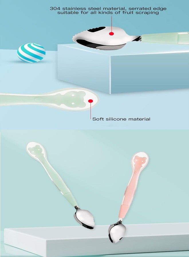 Wavva® Double Head Baby Spoon Silicone Soft Baby Fruit Scraping Mud Spoon Feeding Spoons Training Scrapping Fruits Children Babies for Gifts. (2) - Image 2