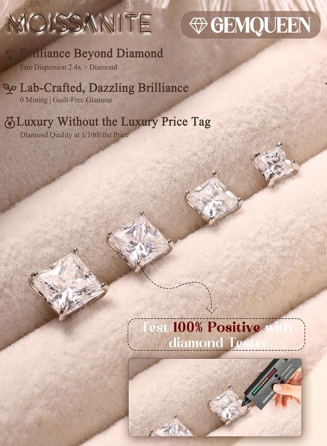 GEMQUEEN Moissanite Earrings Studs : 18K Gold Plated S925 Sterling Silver Stud Earring for Women Men Moissanite Jewelry Hypoallergenic Brilliant Round Princess Cut D Color VVS1 1CT-4CT, 2.0CTW(1.0ct - Image 3
