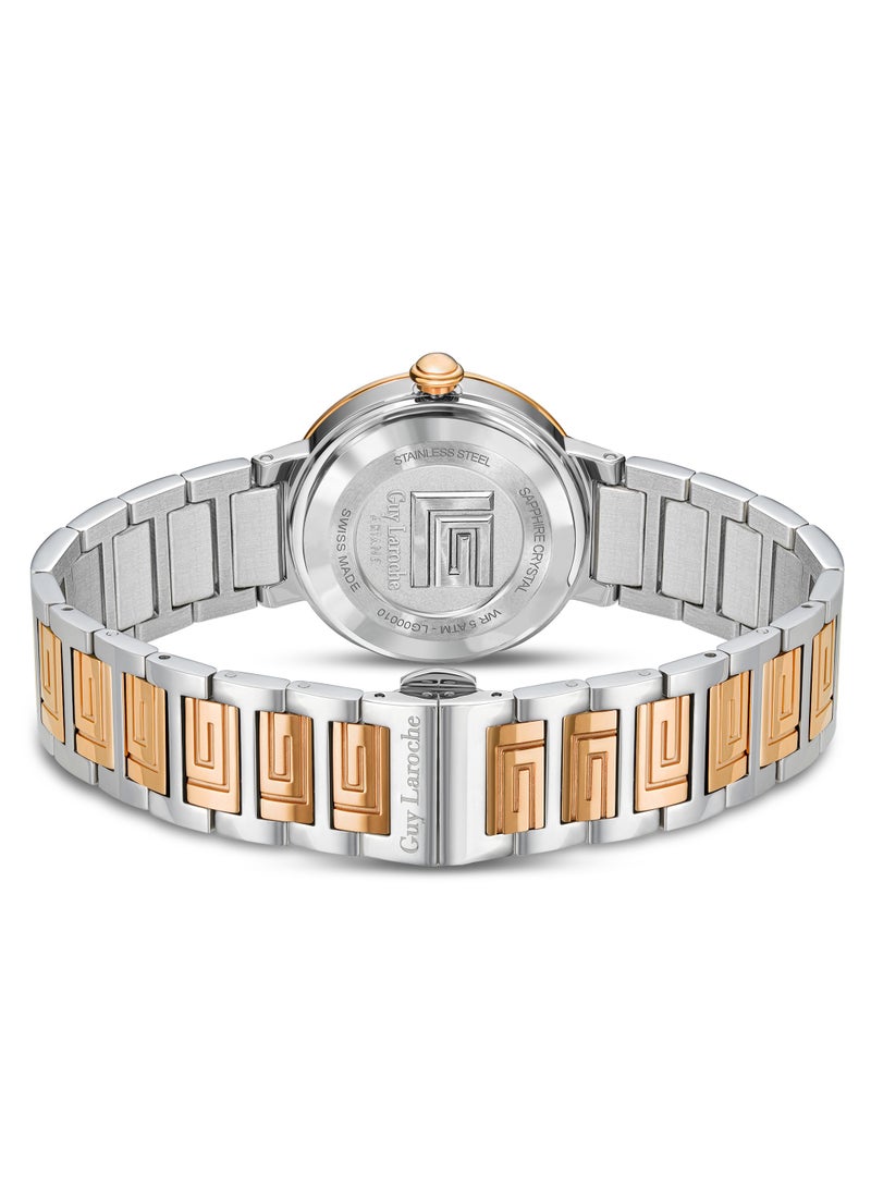 Guy Laroche Ariane Watch for Women with Silver and Rosegold Stainless Steel Bracelet 25 mm 5 Atm  - Image 3