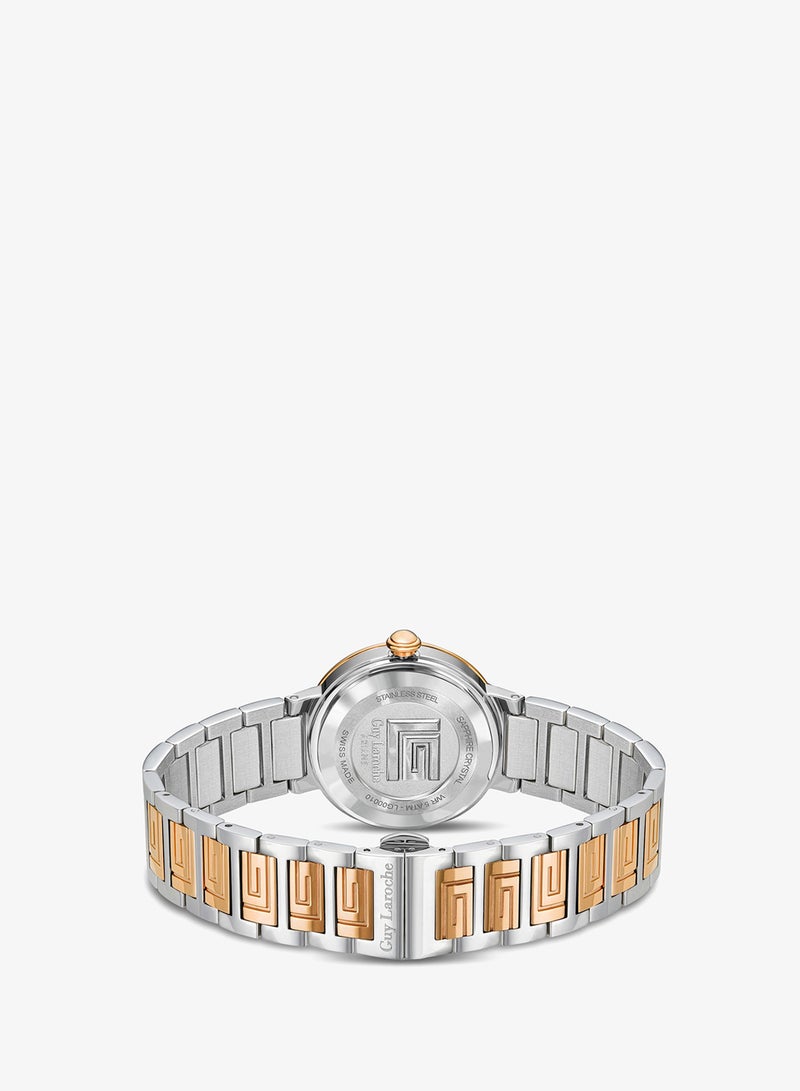 Guy Laroche Ariane Watch for Women with Silver and Rosegold Stainless Steel Bracelet 25 mm 5 Atm - Image 3