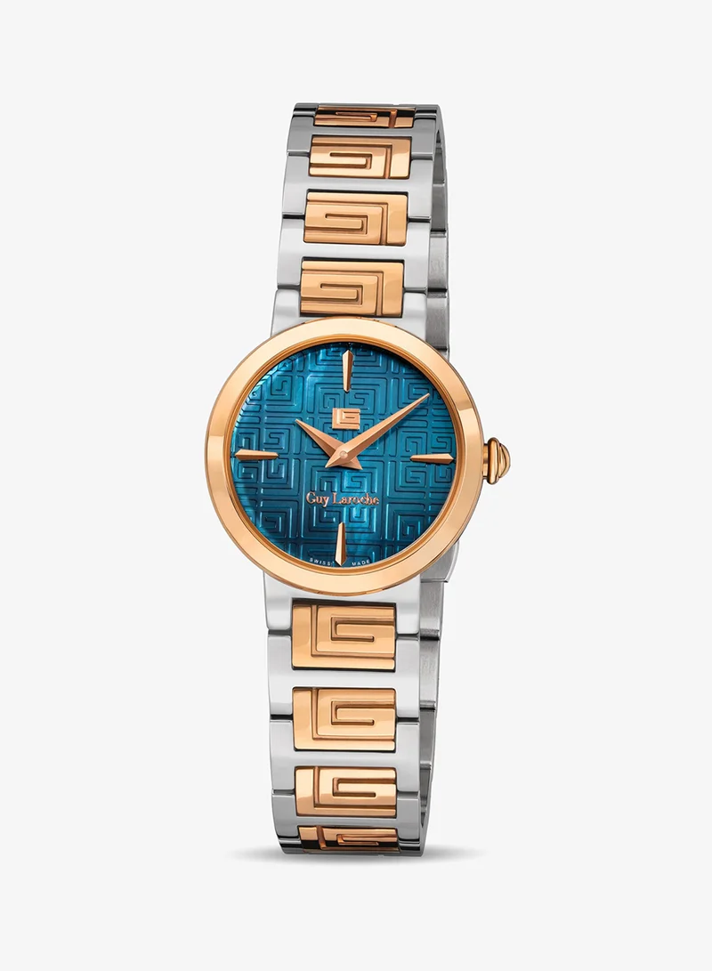 Guy Laroche Ariane Watch for Women with Silver and Rosegold Stainless Steel Bracelet 25 mm 5 Atm