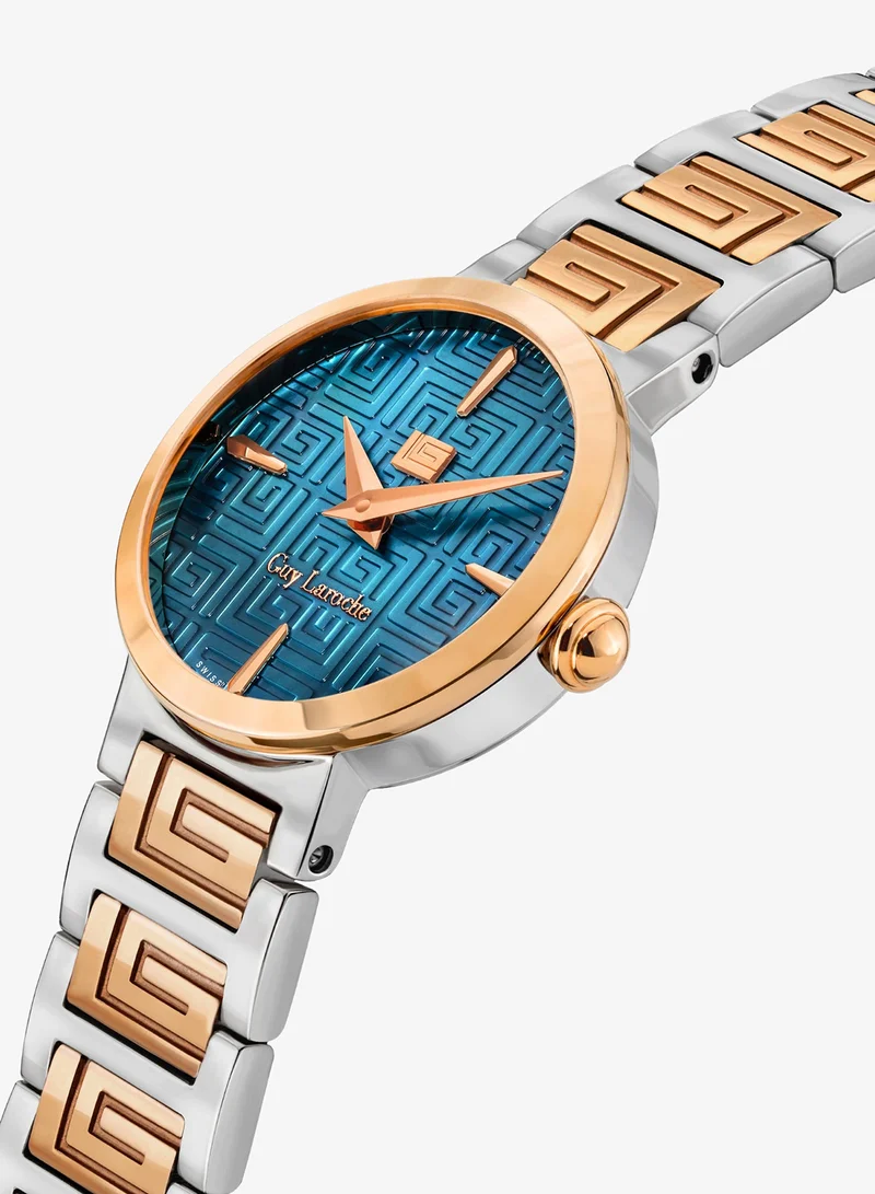 Guy Laroche Ariane Watch for Women with Silver and Rosegold Stainless Steel Bracelet 25 mm 5 Atm
