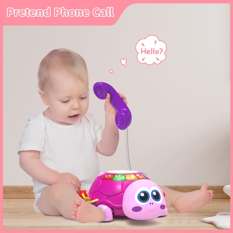 Hanayo Baby Musical Turtle Crawling Girl Toys for 6-18 Monthsï¼ŒInfant Early Learning Educational Toyï¼ŒBaby Girl Gift Essentials for Newborn 7 8 9 11+ Months 1-2 Year Old(Pink) - Image 5