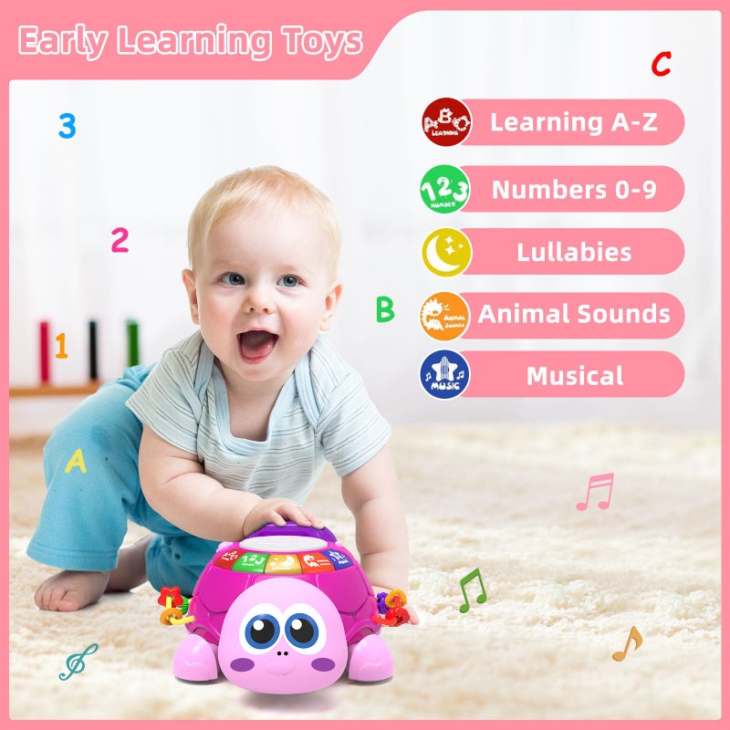 Hanayo Baby Musical Turtle Crawling Girl Toys for 6-18 Monthsï¼ŒInfant Early Learning Educational Toyï¼ŒBaby Girl Gift Essentials for Newborn 7 8 9 11+ Months 1-2 Year Old(Pink) - Image 3
