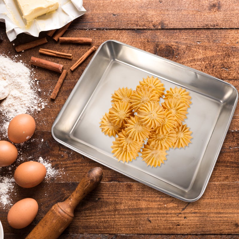 2Pcs Multifunctional Stainless Steel Towel Trays Baking Plates ( ) - Image 1