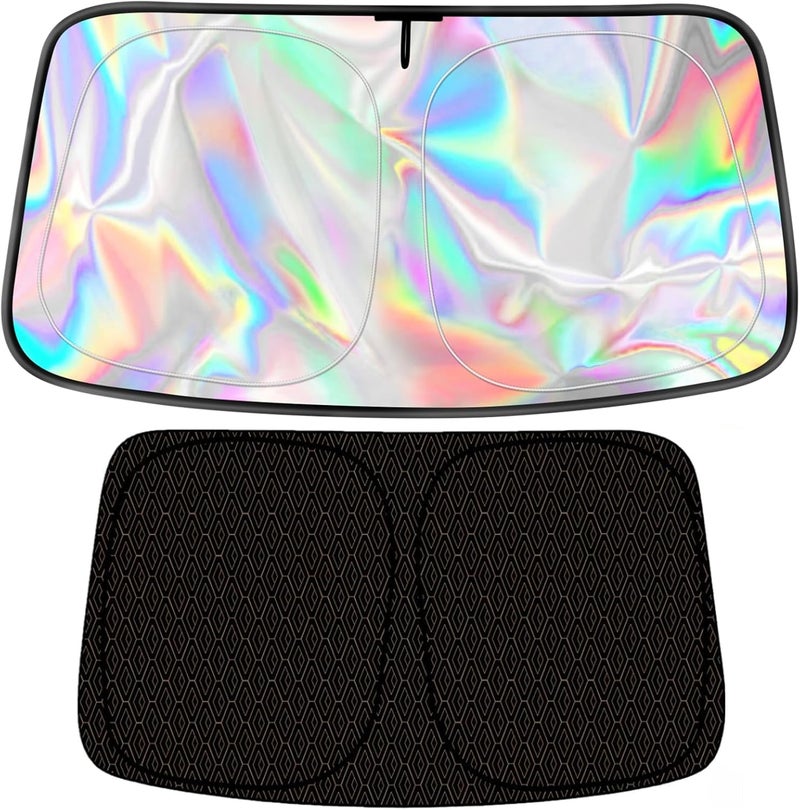 KASTWAVE Car Windshield Sun Shade - 5-Layer Reflective UV & Heat Protection, Iridescent Color, Universal Fit for Cars, Trucks, SUVs (M: 56 x 32 inches) - Image 3
