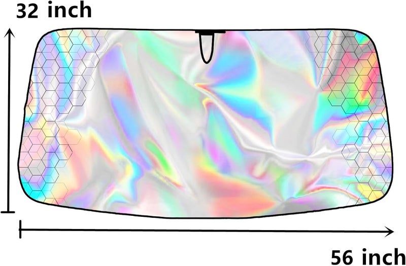 KASTWAVE Car Windshield Sun Shade - 5-Layer Reflective UV & Heat Protection, Iridescent Color, Universal Fit for Cars, Trucks, SUVs (M: 56 x 32 inches) - Image 4
