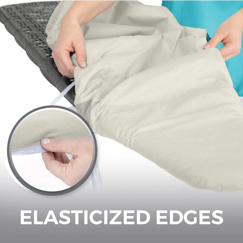 HOME GENIE Ironing Board Cover, Extra Thick Padding, Scorch Resistant Silicone Coating, 15x54 Full Size, Elastic Edge Heavy Duty Iron Pad Covers Standard Boards, Hook and Loop Fastener Strap, Linen - Image 5
