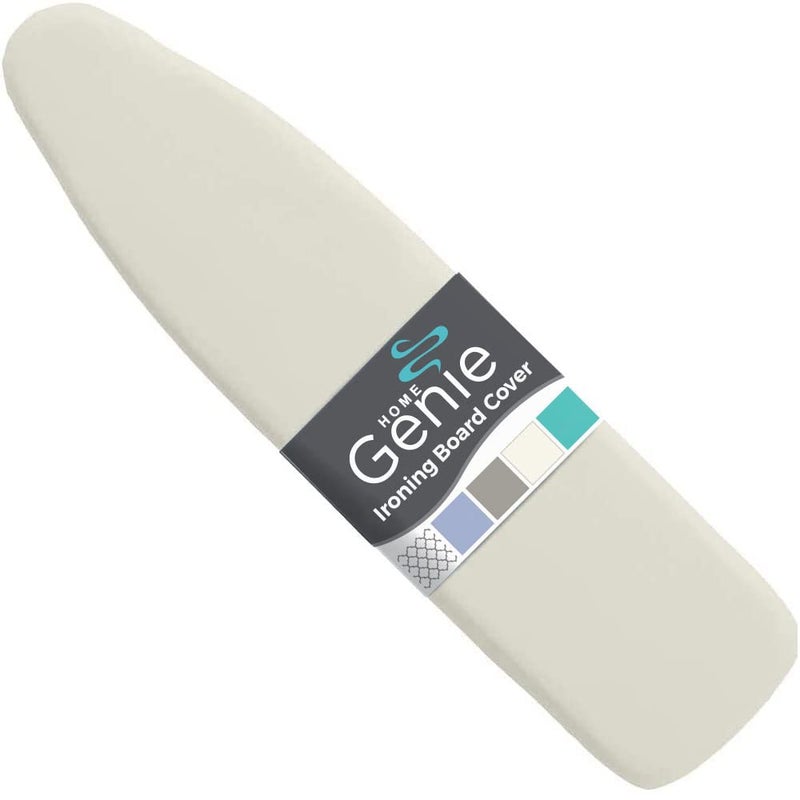 HOME GENIE Ironing Board Cover, Extra Thick Padding, Scorch Resistant Silicone Coating, 15x54 Full Size, Elastic Edge Heavy Duty Iron Pad Covers Standard Boards, Hook and Loop Fastener Strap, Linen - Image 1