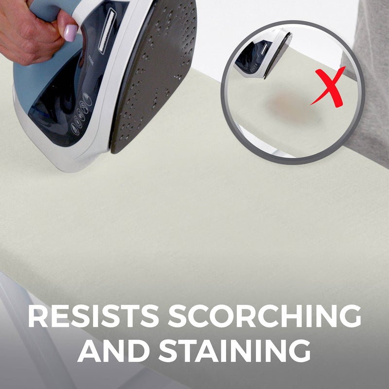 HOME GENIE Ironing Board Cover, Extra Thick Padding, Scorch Resistant Silicone Coating, 15x54 Full Size, Elastic Edge Heavy Duty Iron Pad Covers Standard Boards, Hook and Loop Fastener Strap, Linen - Image 3