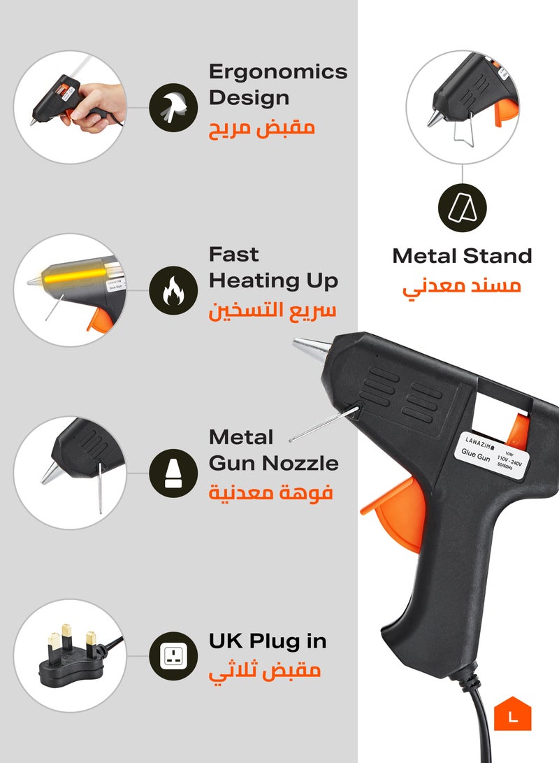 Glue Gun -10Watts Black- Crafting and Repair Tool - Electric Hot Melt Precision Adhesive Glue Stick Gun for Office Art School Projects and Home Repairs -for DIY Industrial and Professional Use - Image 2