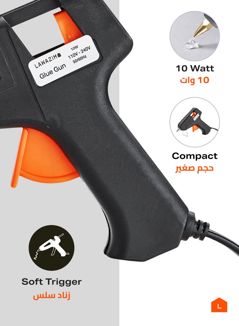 Glue Gun -10Watts Black- Crafting and Repair Tool - Electric Hot Melt Precision Adhesive Glue Stick Gun for Office Art School Projects and Home Repairs -for DIY Industrial and Professional Use - Image 3