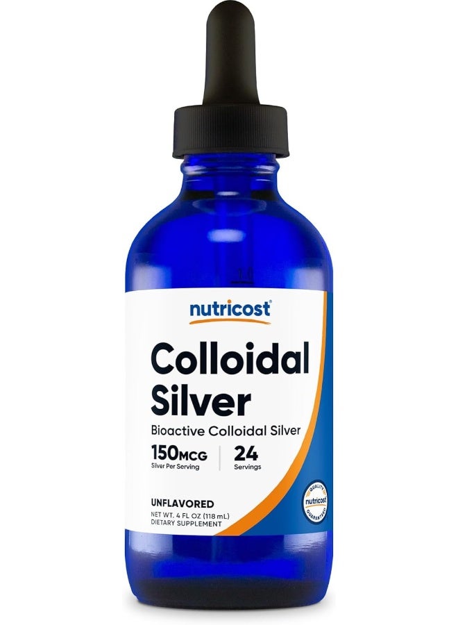 Nutricost Colloidal Silver 4oz 30PPM - Cobalt Blue Glass Bottles, Bio-Active Colloidal Silver - Image 1