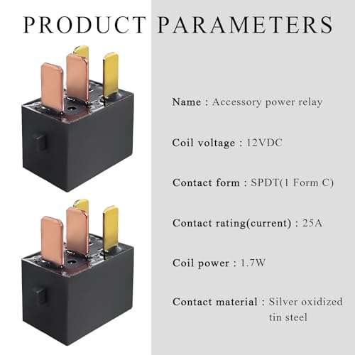 Yourkar 4 PCS Car AC Relay, G8HL-H71-12VDC 4 Pins AC and Starter Relays, Multiple Power Relay Assembly Starter Relays for Driving Lights/Air Conditioning/Fans, Car Accessories - Image 3