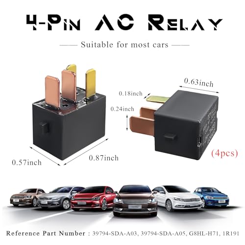 Yourkar 4 PCS Car AC Relay, G8HL-H71-12VDC 4 Pins AC and Starter Relays, Multiple Power Relay Assembly Starter Relays for Driving Lights/Air Conditioning/Fans, Car Accessories - Image 2