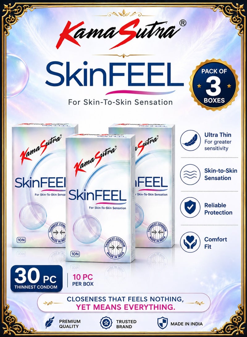 كاماسوترا عبوة مكونة من 3 علب واقيات SkinFEEL الذكرية فائقة الرقة (10 قطع × 3) - Image 1