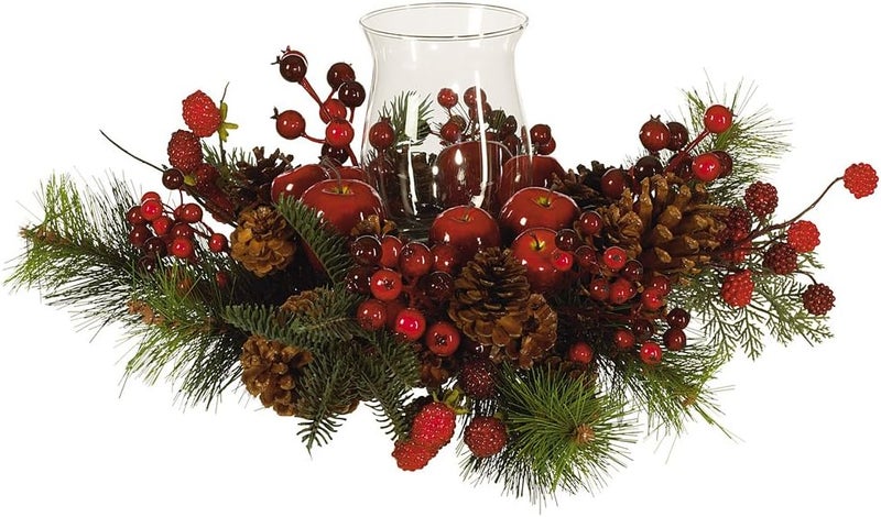 Nearly Natural 4654 Holiday Candleabrum with Berries, Apples, and Pinecones - Image 1