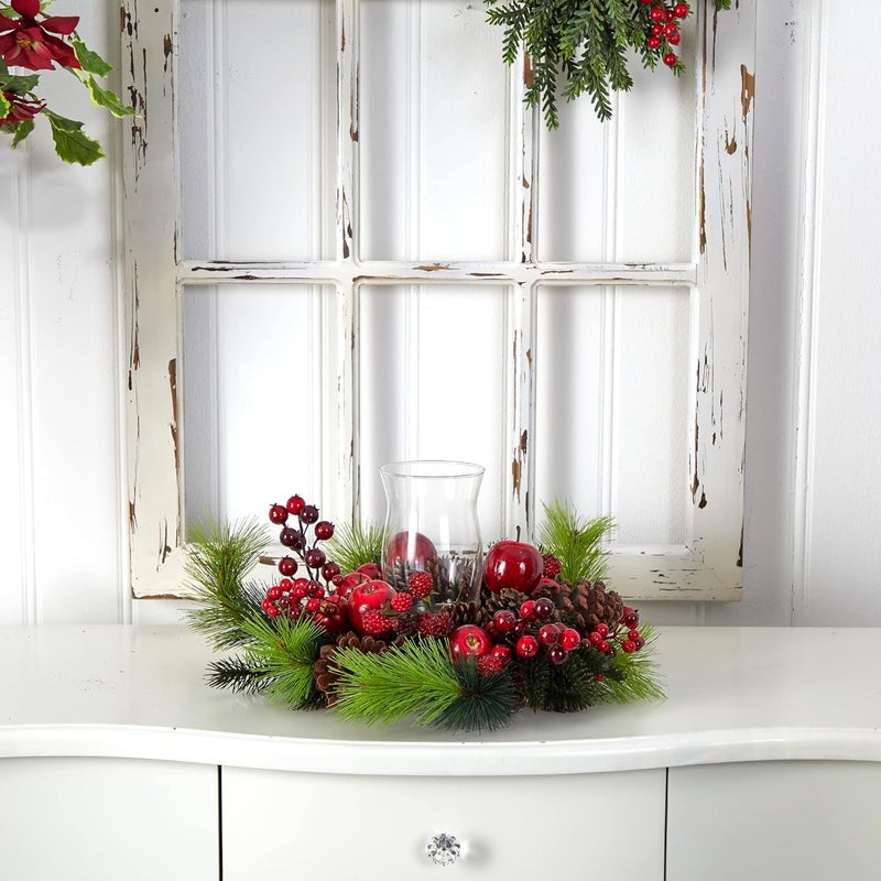 Nearly Natural 4654 Holiday Candleabrum with Berries, Apples, and Pinecones - Image 3