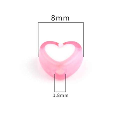 JGFinds Heart Spacer Beads, 300 Pack, 8mm with 1.8mm Hole, Acrylic Colorful Bright Looking Pony Beads Hearts (Pink), for Bracelets and Other Jewelry Making - Image 3