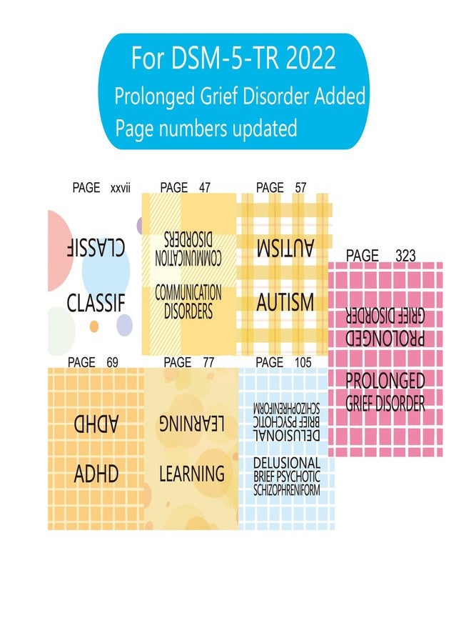 جوميغل علامات فهرسة لـ DSM-5-TR، وDSM-5، مغلفة ومُرمّزة بالألوان، 100 علامة DSM-V-TR إجمالاً، مع دليل محاذاة وعلامة مرجعية - Image 2