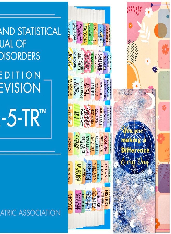 جوميغل علامات فهرسة لـ DSM-5-TR، وDSM-5، مغلفة ومُرمّزة بالألوان، 100 علامة DSM-V-TR إجمالاً، مع دليل محاذاة وعلامة مرجعية - Image 1