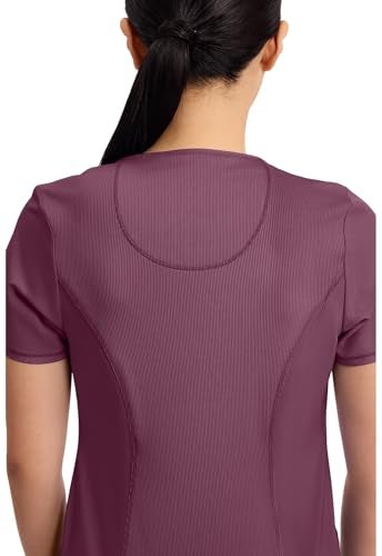 Cherokee Infinity Scrubs for Women Round Neck Scrub Top with 3 Pockets & 360° Stretch 2624A, L, Wine - Image 4