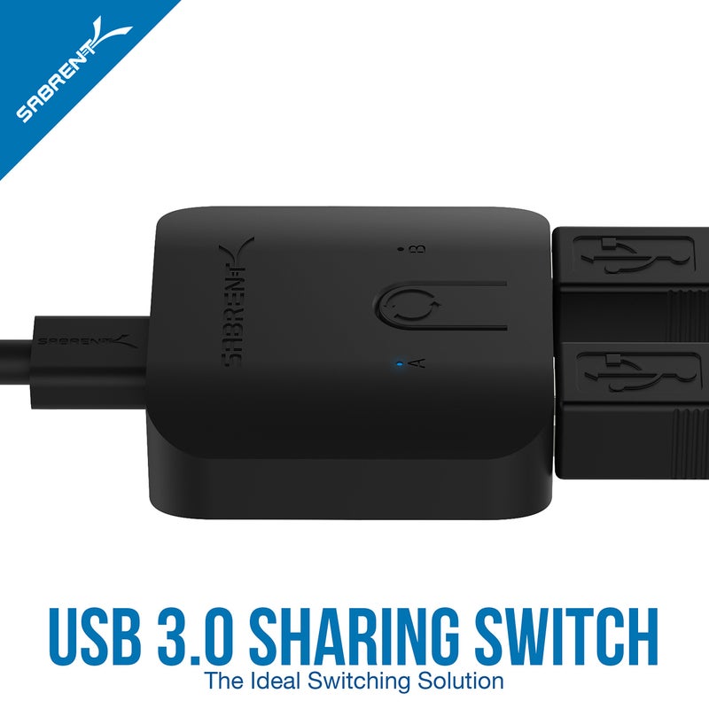 SABRENT USB 3.0 Sharing Switch for Multiple Computers and Peripherals LED Device Indicators (USB-SW30) Black - Image 3